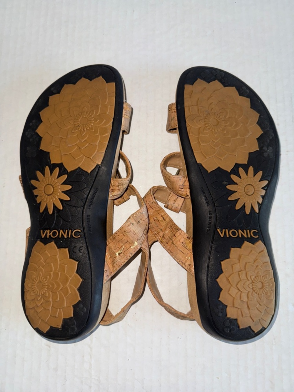 Vionic Amber Slingback Adjustable Straps Sandals In Gold Cork - Picture 12 of 13
